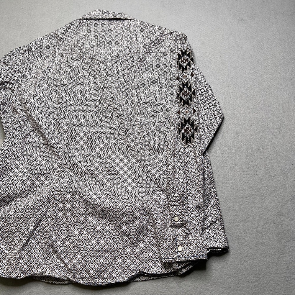 Panhandle Rough‎ Stock Western Shirt Mens XL Geometric Embroidered Sleeve Snap - Picture 7 of 13